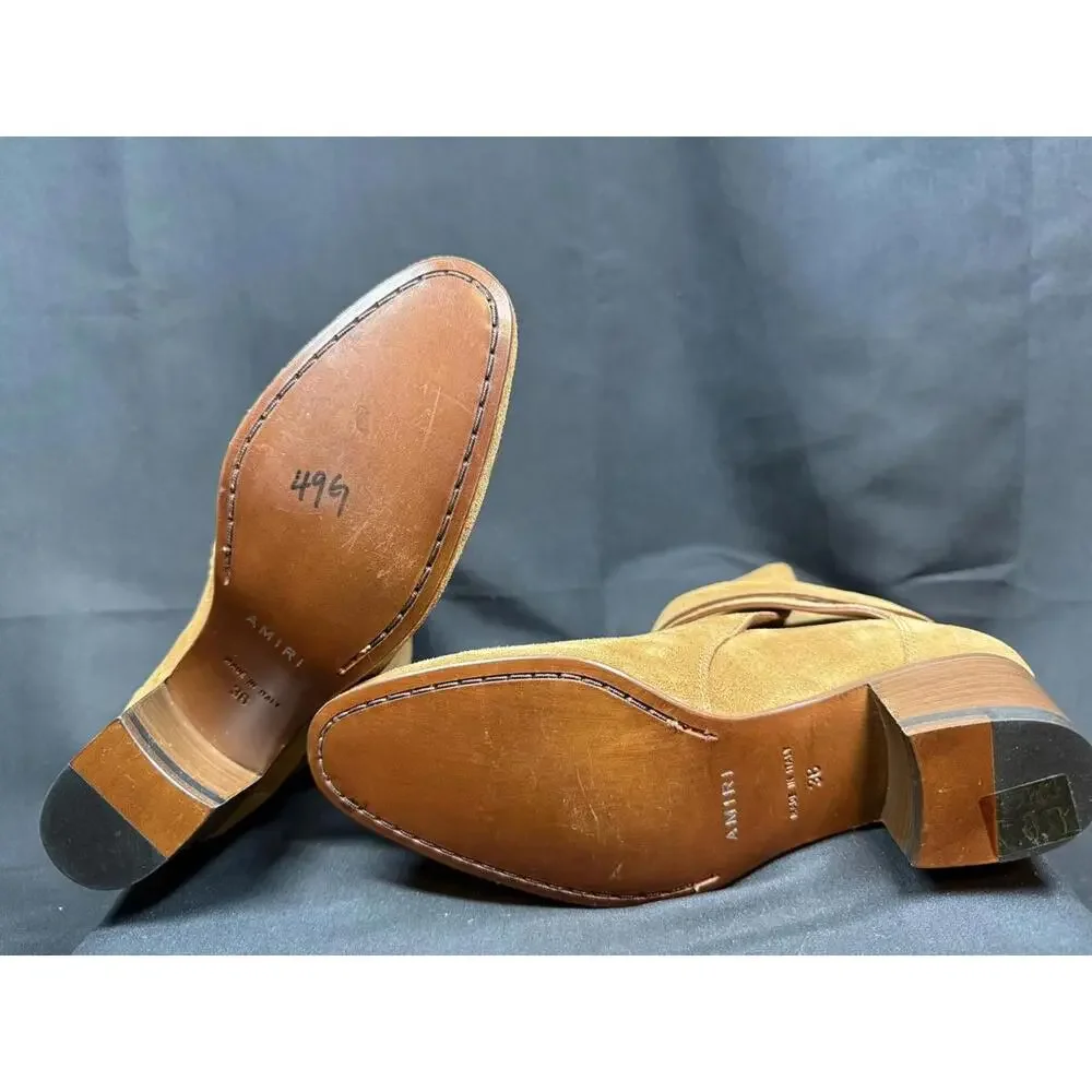 Amiri Boots Women's Size 36 Tan‎ Suede Buckle Ankle Made in Italy Western Heeled